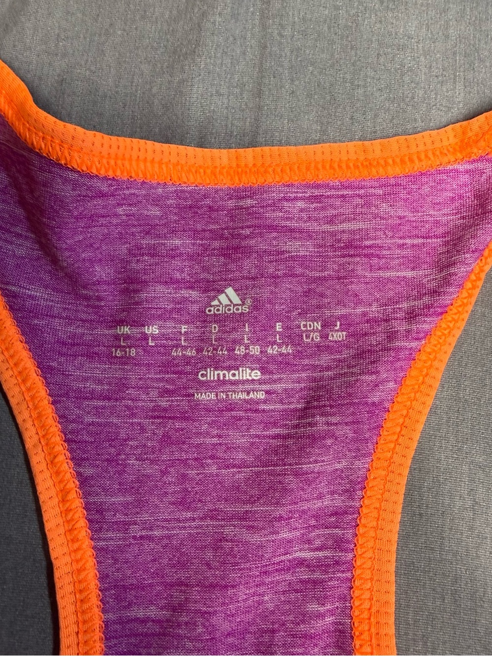 adidas Purple Heather Racerback Tank with Orange Trim - Picture 2 of 5